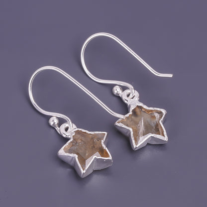 unisex star shaped citrine earings