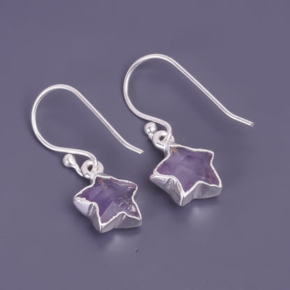 unisex star shaped amethyst earings