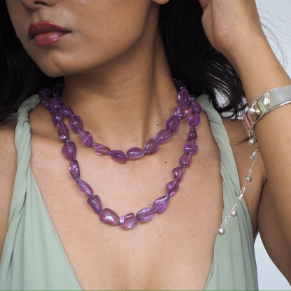 long strand of amethyst beads