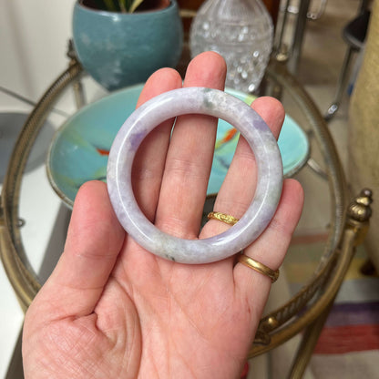 Carved Lavender Jade Bangle (certified).