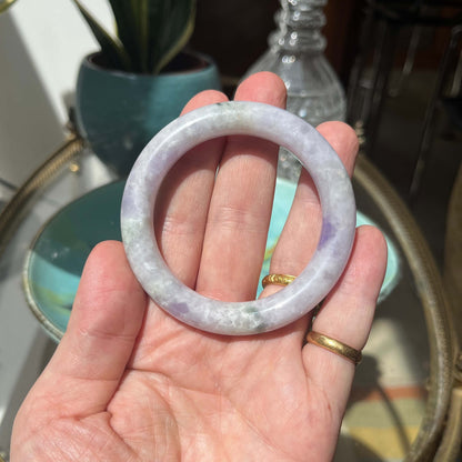Carved Lavender Jade Bangle (certified).