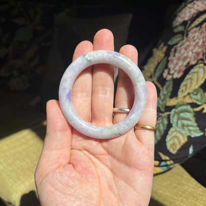 Carved Lavender Jade Bangle (certified).