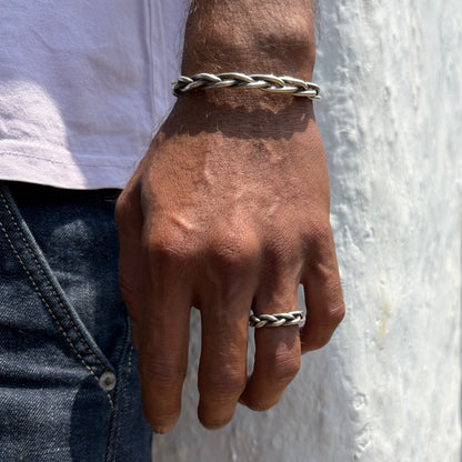 plaited sterling silver wire ring