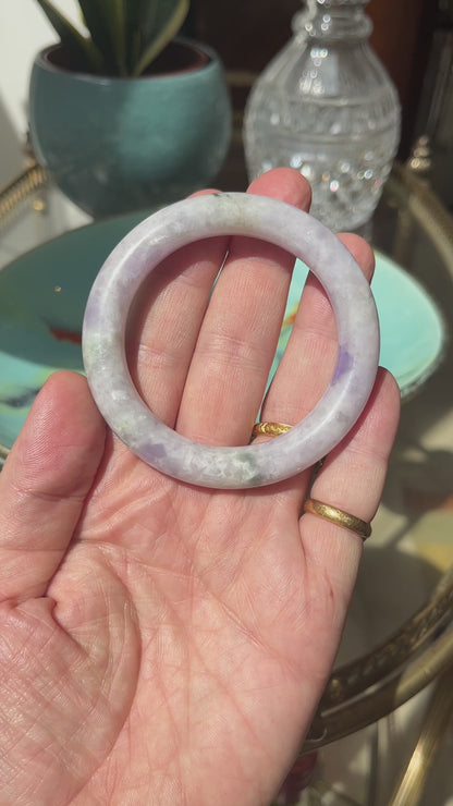 Carved Lavender Jade Bangle (certified).