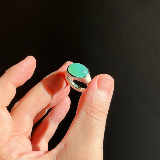 chrysoprase silver ring