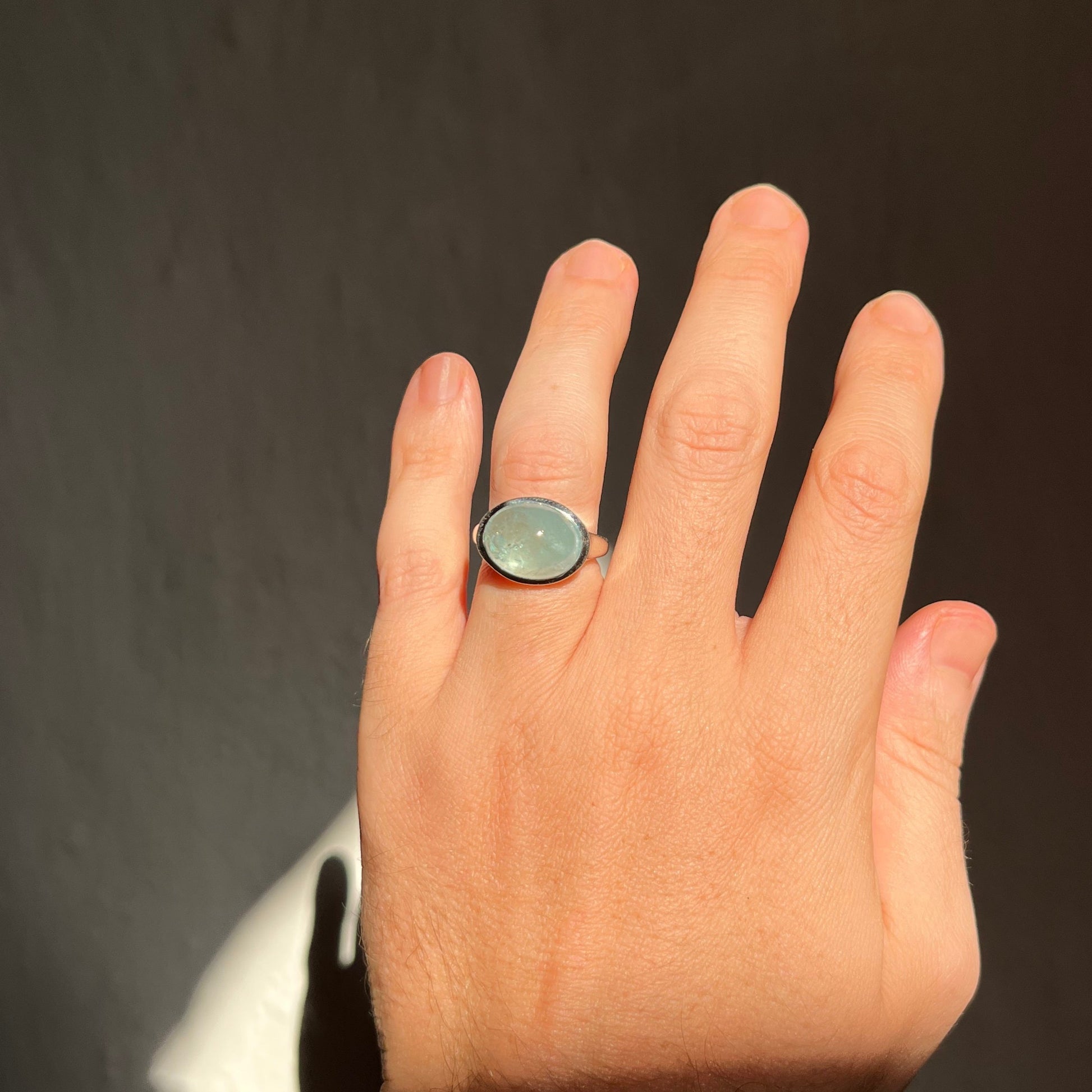 natural aquamarine silver ring