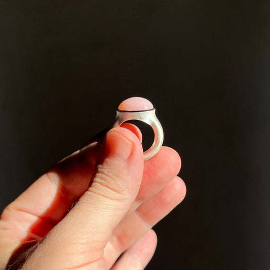 Pink Opal Silver Ring