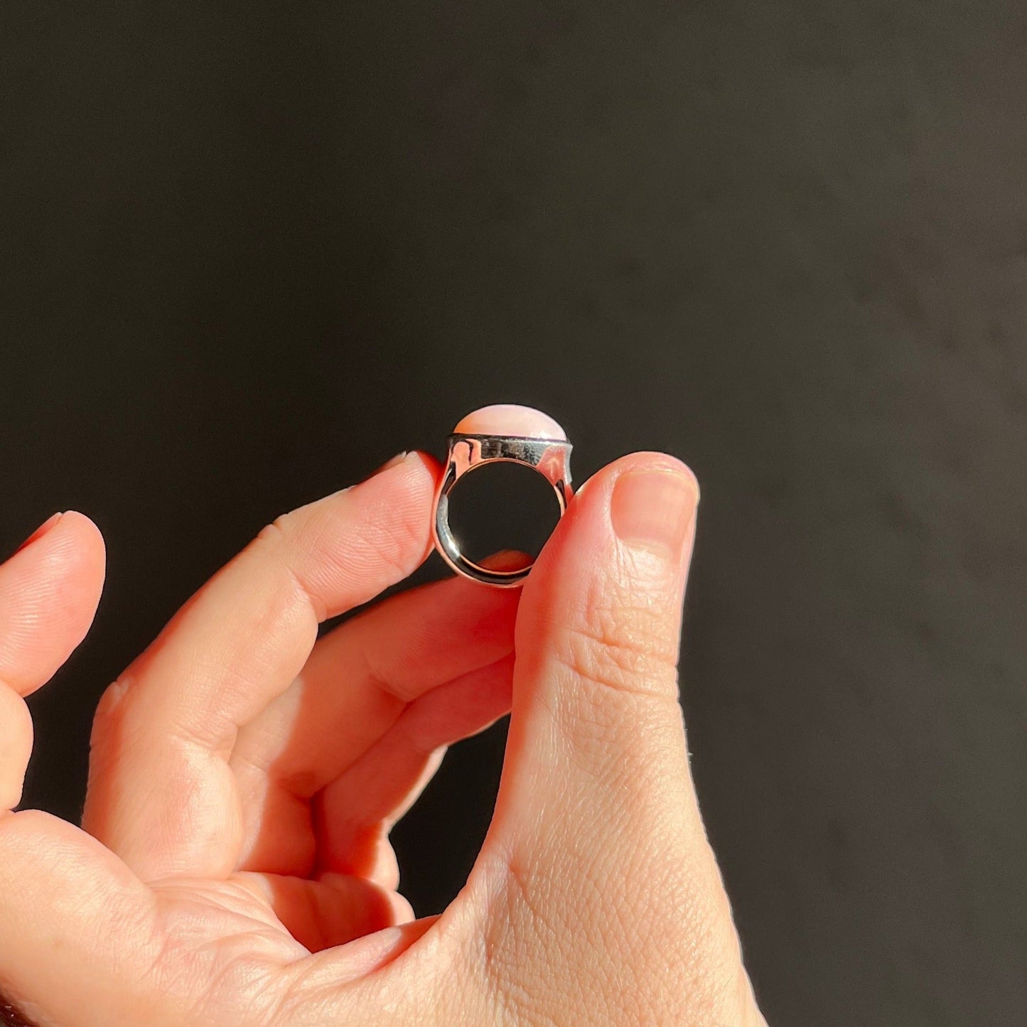 Pink Opal Silver Ring