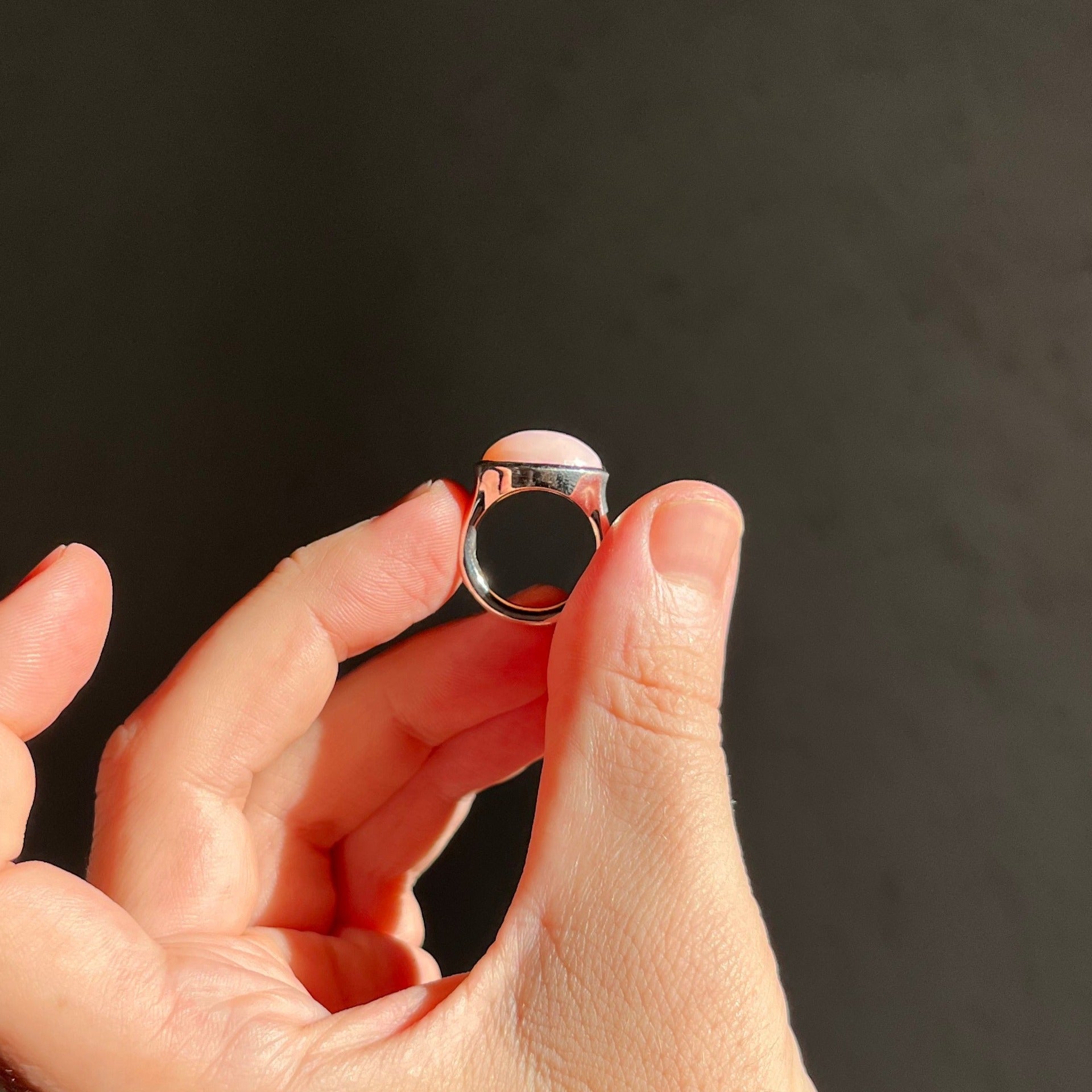 Pink Opal Silver Ring