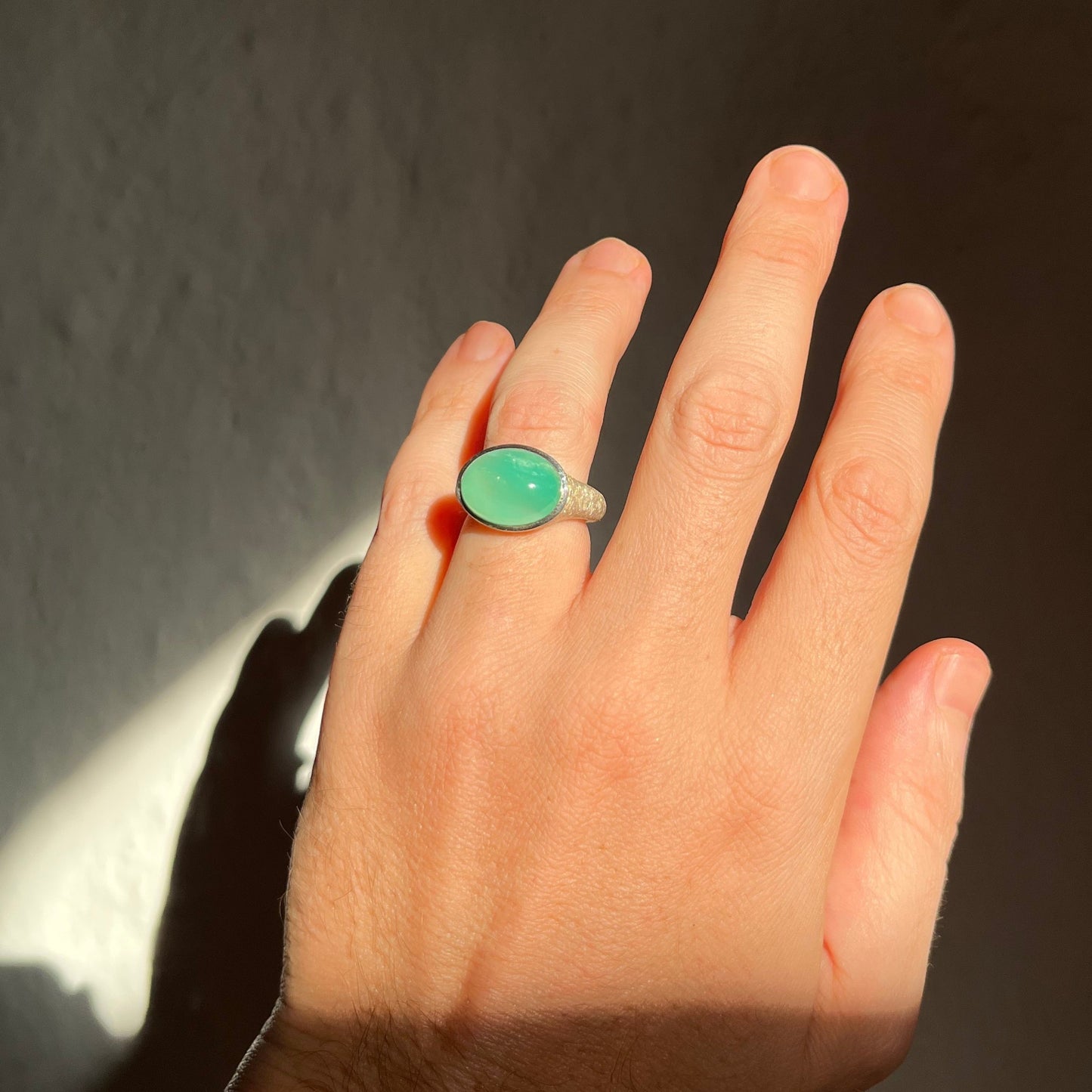 Chrysoprase silver ring