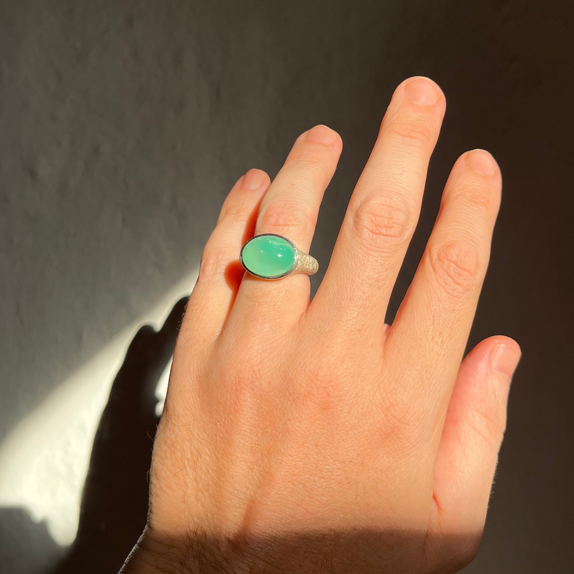 Chrysoprase silver ring