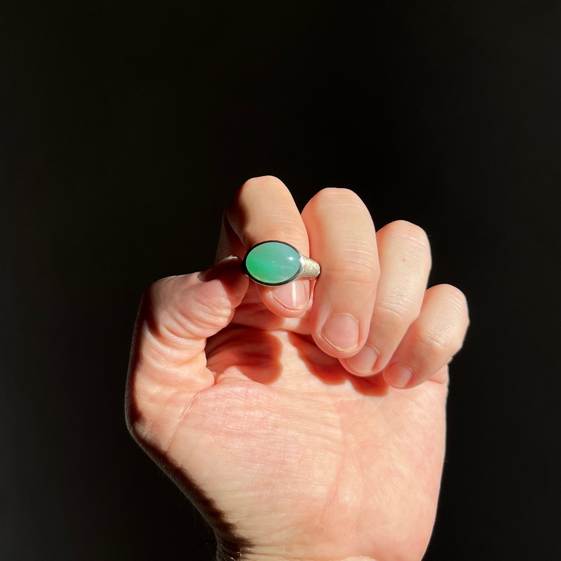 chrysoprase silver ring