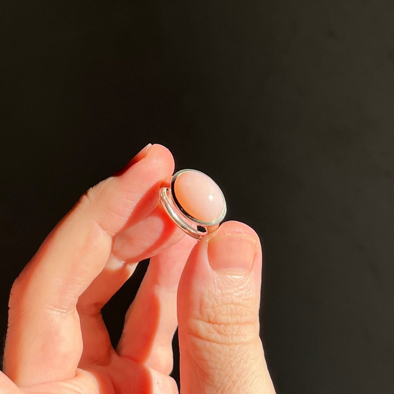 Pink Opal Silver Ring