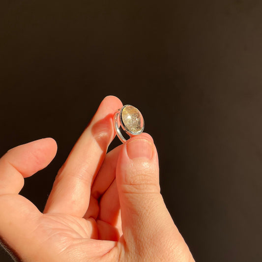 Golden Rutile Quartz silver Ring