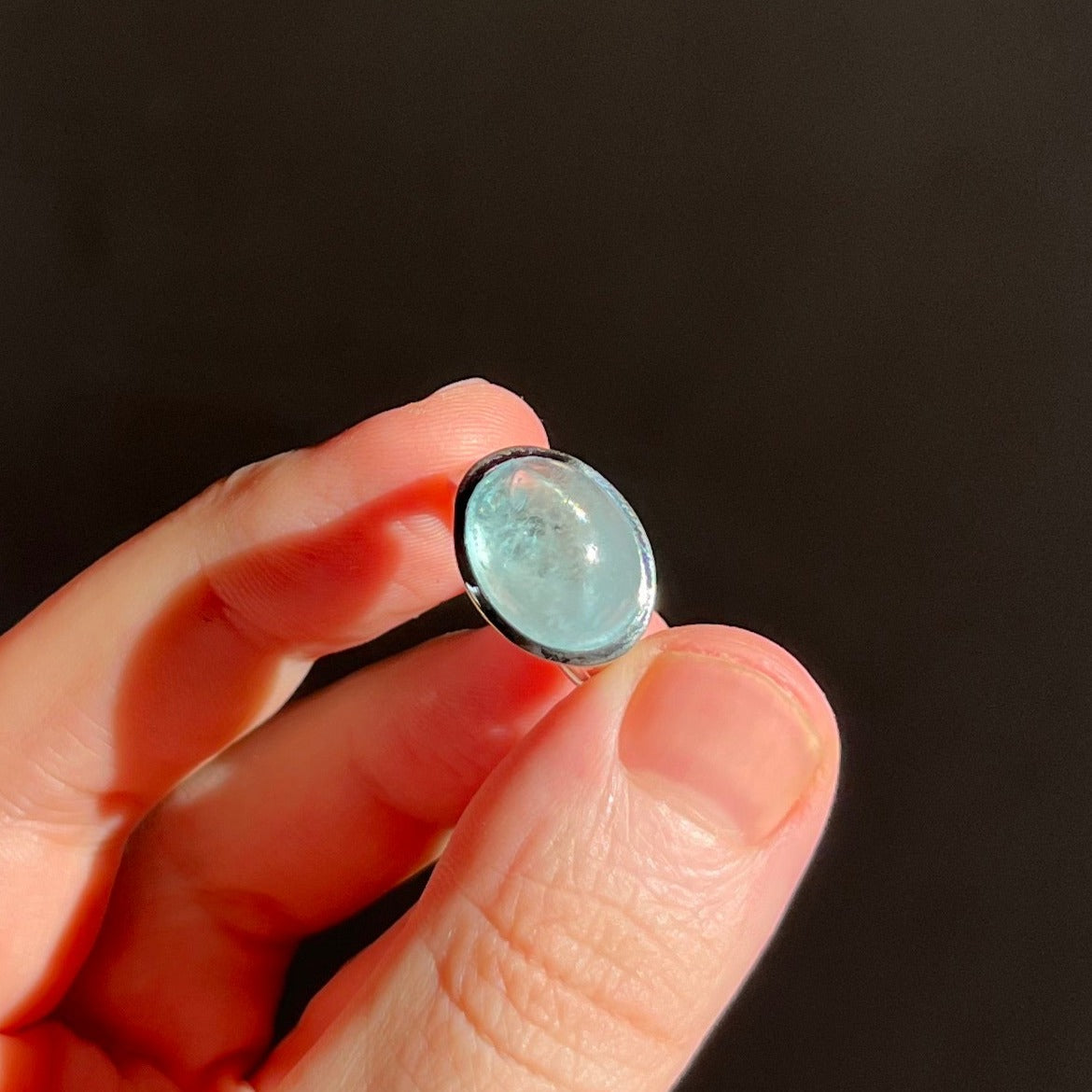 natural aquamarine silver ring