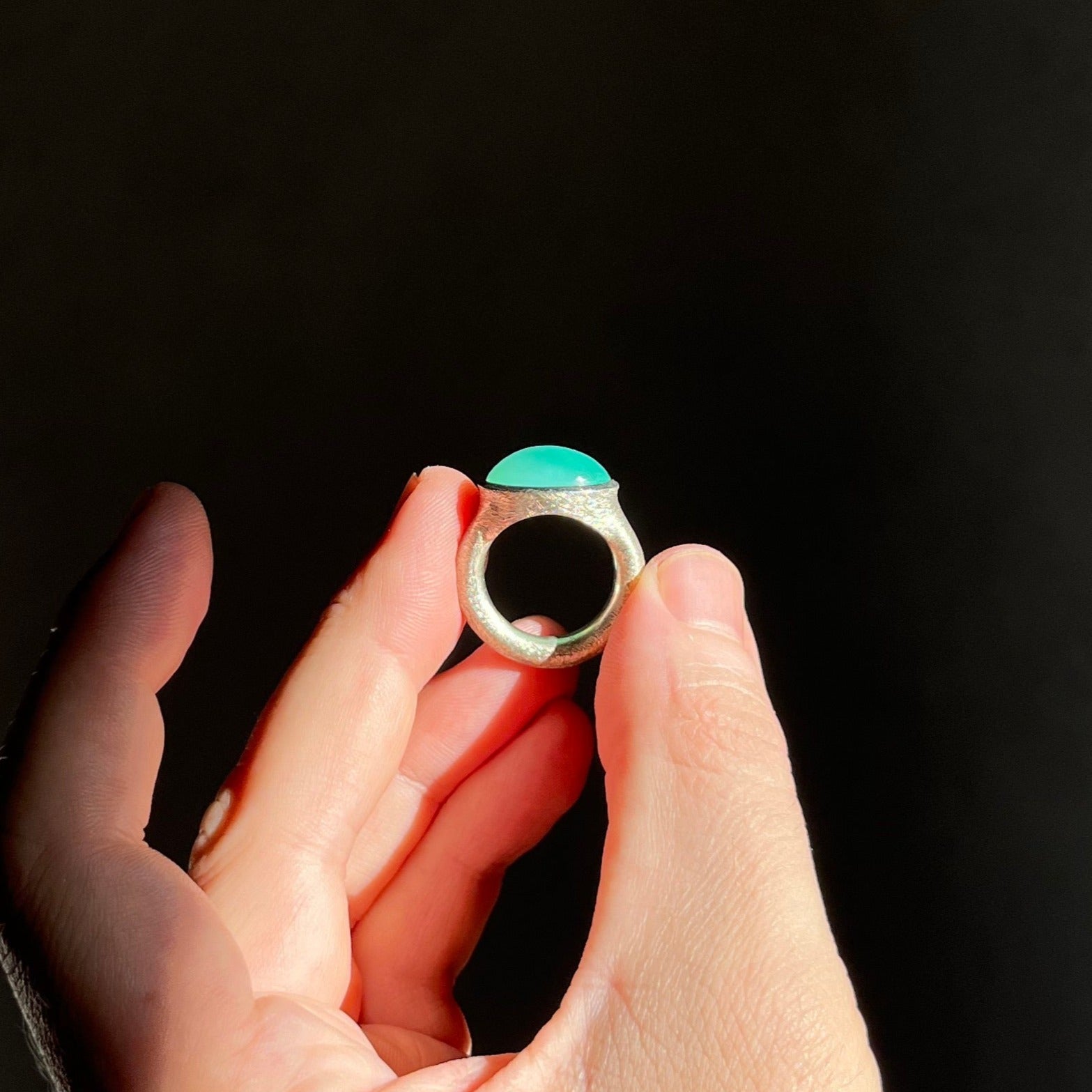 Chrysoprase silver ring