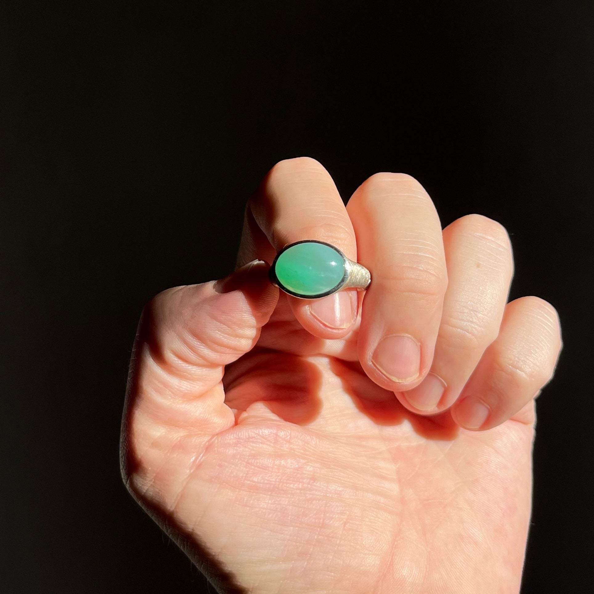 Chrysoprase silver ring